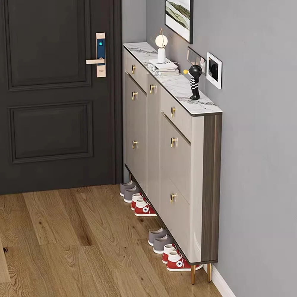 الأدراج البيضاء الجرف رف الأحذية 3 طبقات ضيقة توفير مساحة خزانة خذاء مدخل عمودي قاعة Meuble A Chaussures أثاث المنزل