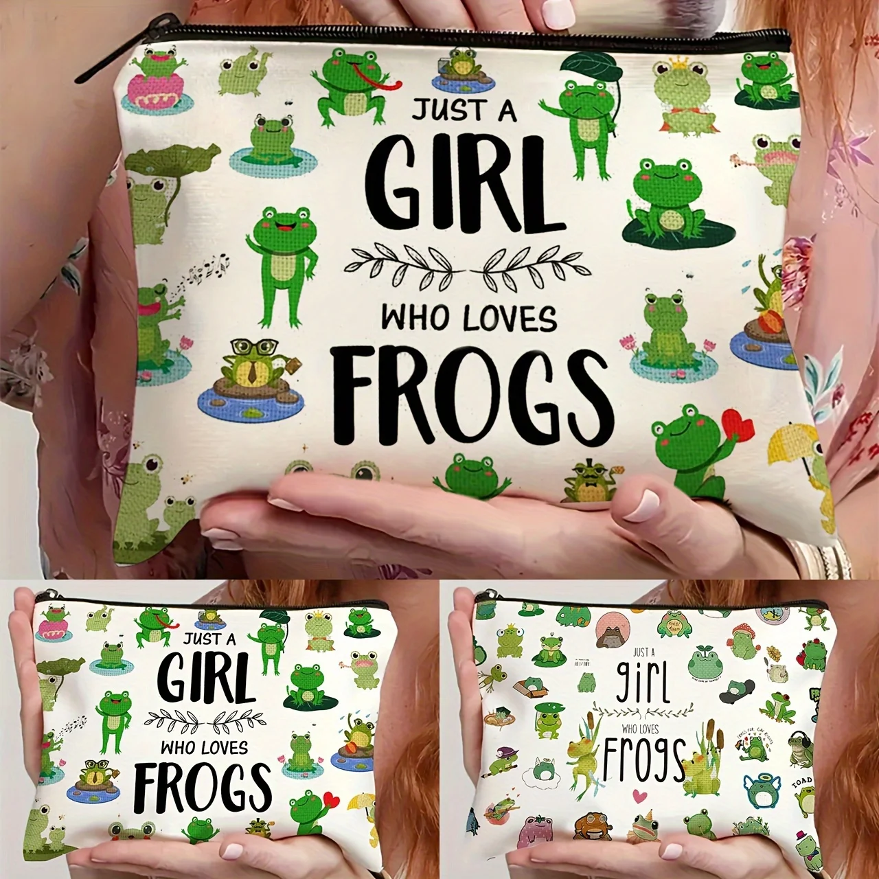 Cute Frog Makeup Bag for Girls Green Frog 