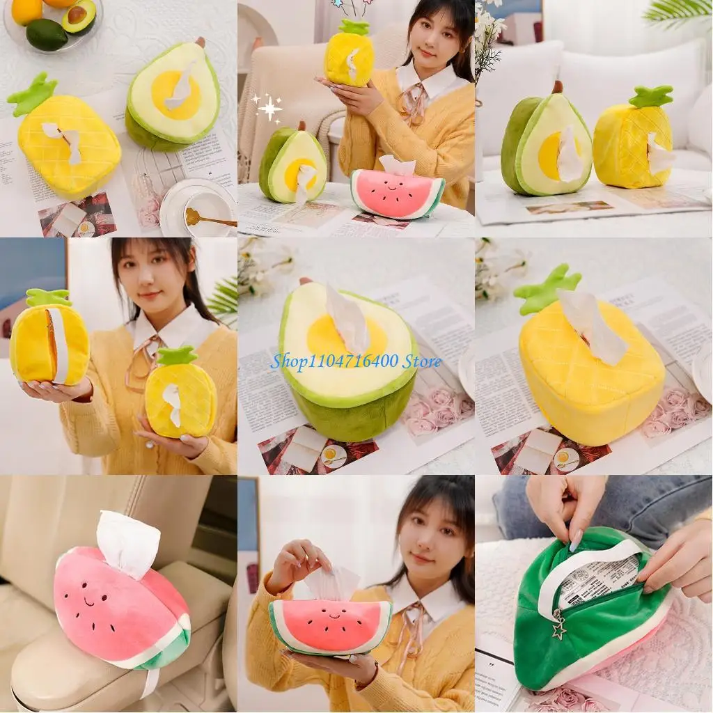 

y1gd Portable Fruit Napkin Tissue Holder Armrest Box Hanging Plush Toy