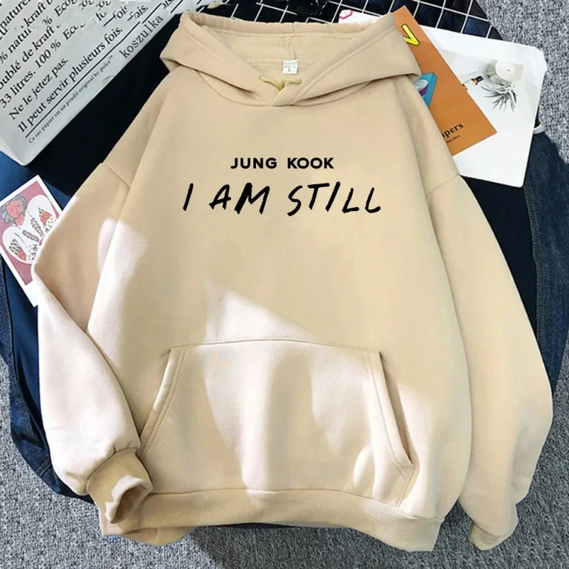 2025 New Jungkook I Am Still Letter Printed Hoodie for Men and Women Autumn/Winter Fleece Hoodie Couple Fashion Sportswear