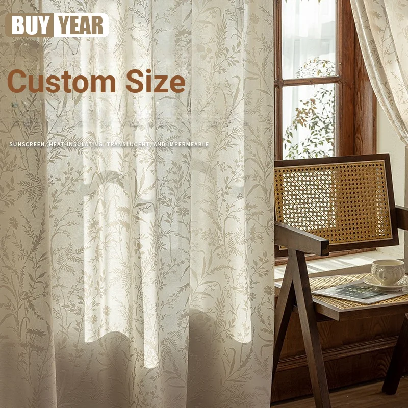 Fashion Custom Size Mirrored French Jacquard Luxury Embossed Model Sheer Modern Curtains for Living Dining Room Bedroom