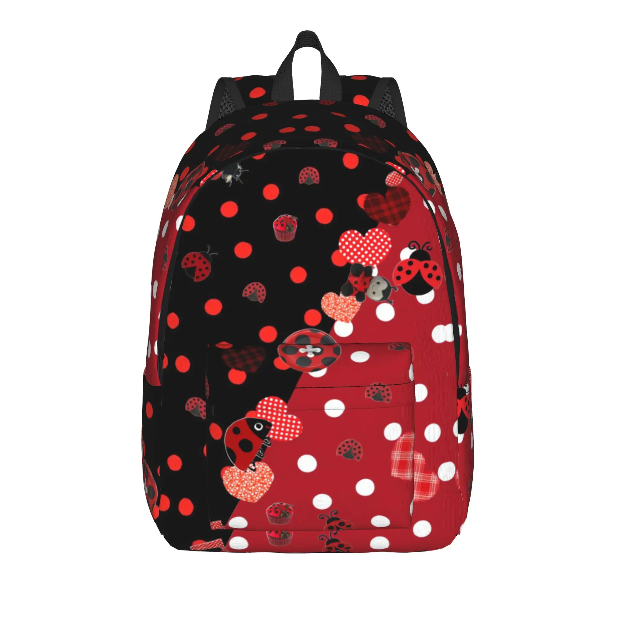 Ladybugs And Flowers Backpack Girl  Large Backpacks Polyester Fashion School Bags Outdoor Custom Rucksack