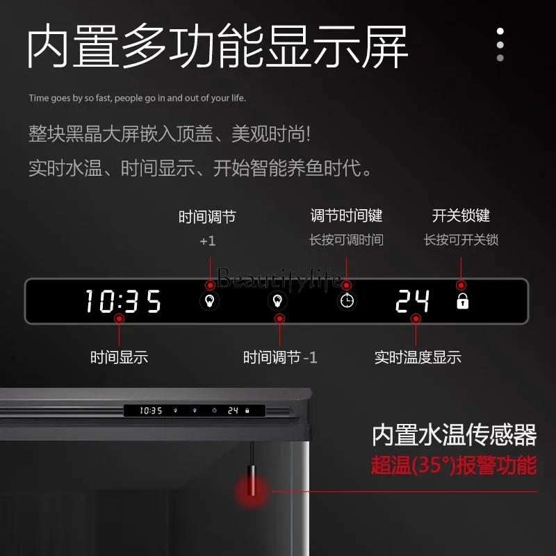 LD33Campio per pesci Acquario Cilindro in vetro ecologico per cambio acqua di piccole e medie dimensioni senza armadietto