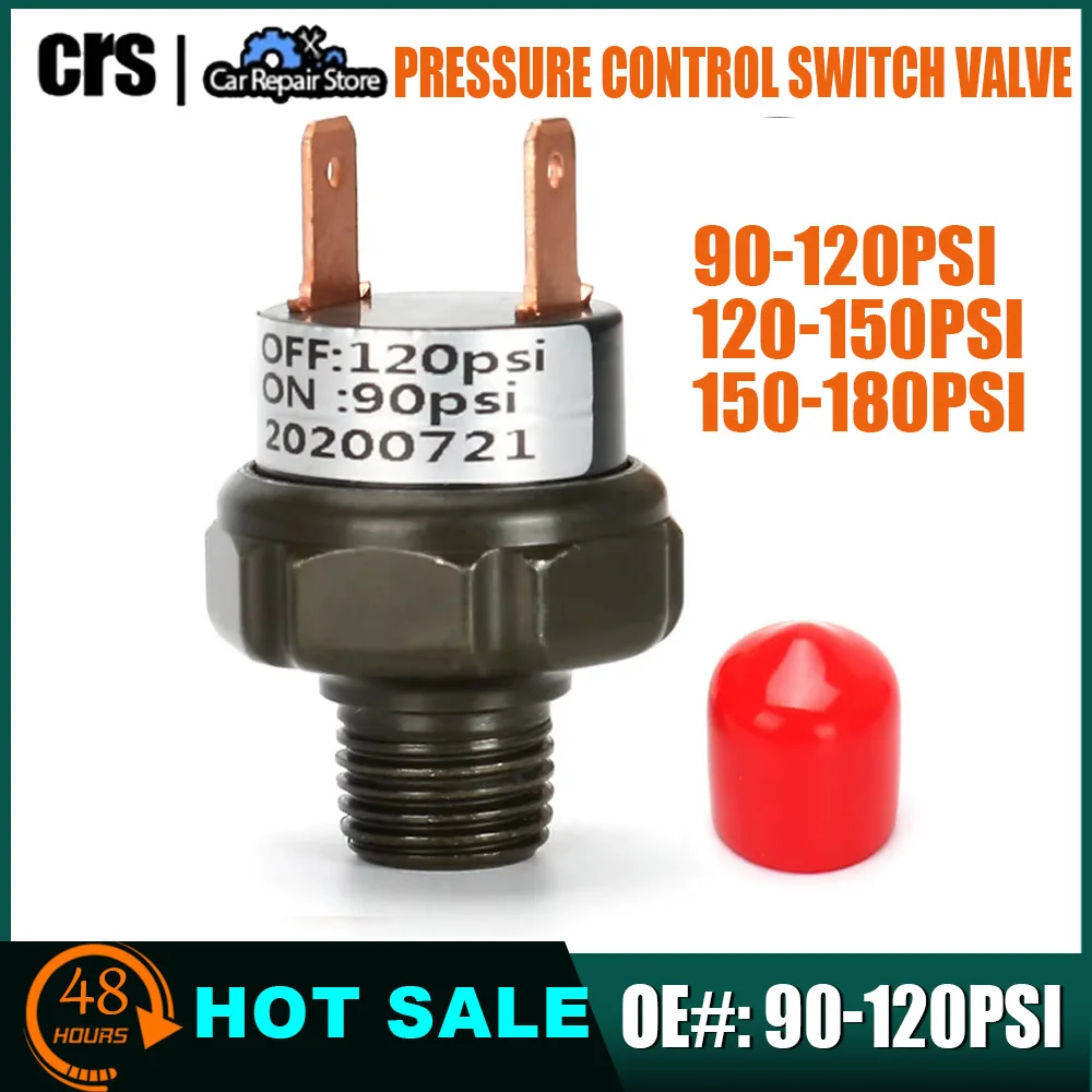 12V/24V Air Compressor Pressure Control Switch Valve 1/4  Kit 90-120PSI 120-150PSI 150-180PSI For Train Horn Air Horns Pressure