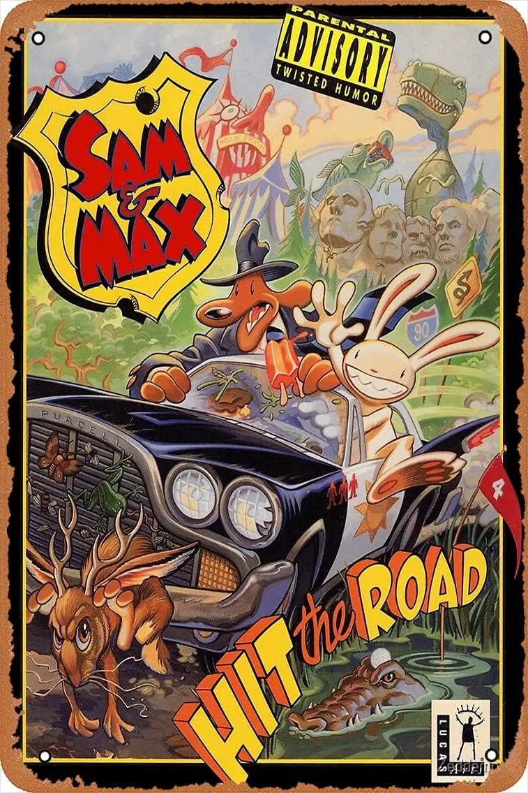 1p,Wall Decor Sign - Sam and Max : Hit The Road Poster -  Inch Vintage Look Metal Sign,Bar, Man CAVE Art Decoration