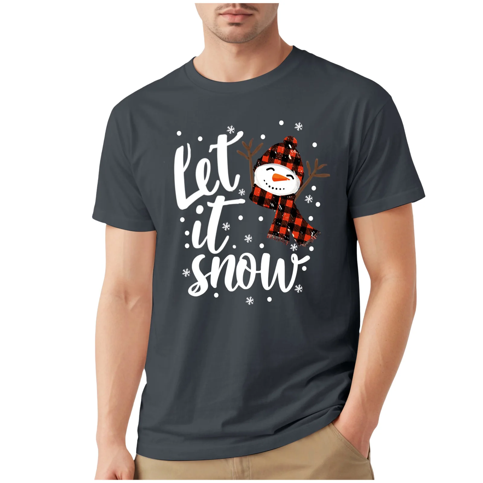 قمصان رجالية كبيرة وطويلة تي شيرت رجالي مرن برقبة دائرية وأكمام قصيرة مهرجان عيد الميلاد سعيد مشرق قمصان التنزه الرجال #5