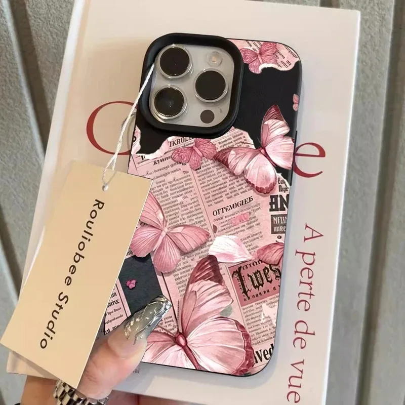 الوردي لطيف فراشة سيليكون لينة قضية الهاتف آيفون 17 الهواء 16 15 14 زائد 13 12 11 برو ماكس للصدمات كاندي غطاء الهاتف