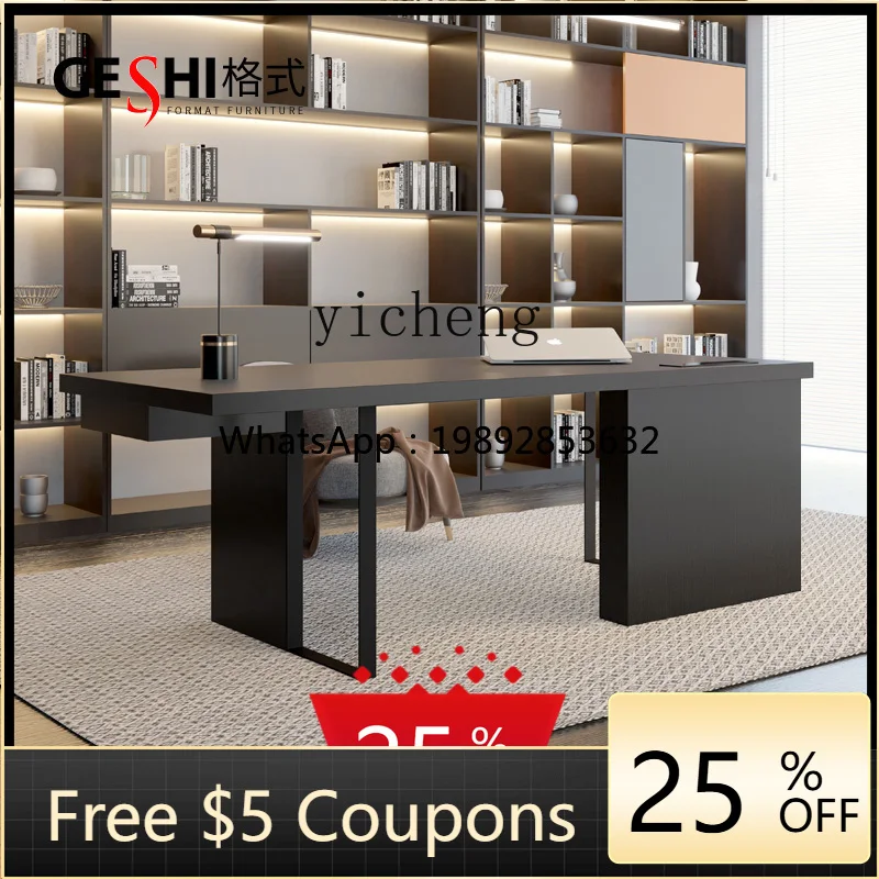 New Chinese Office Desk Black Oak Study Home Workbench Computer Desk Writing Desk