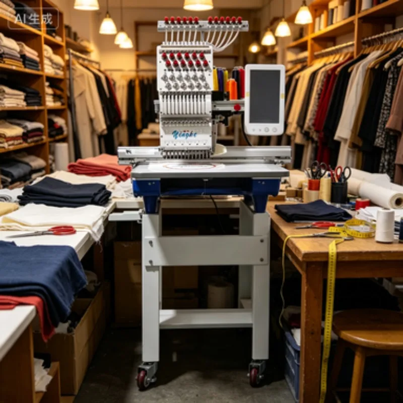 Durable Single Head High-Speed Computerized Embroidery Machine Operating at 1200 RPM for T-Shirt, Garment, and Cap Production