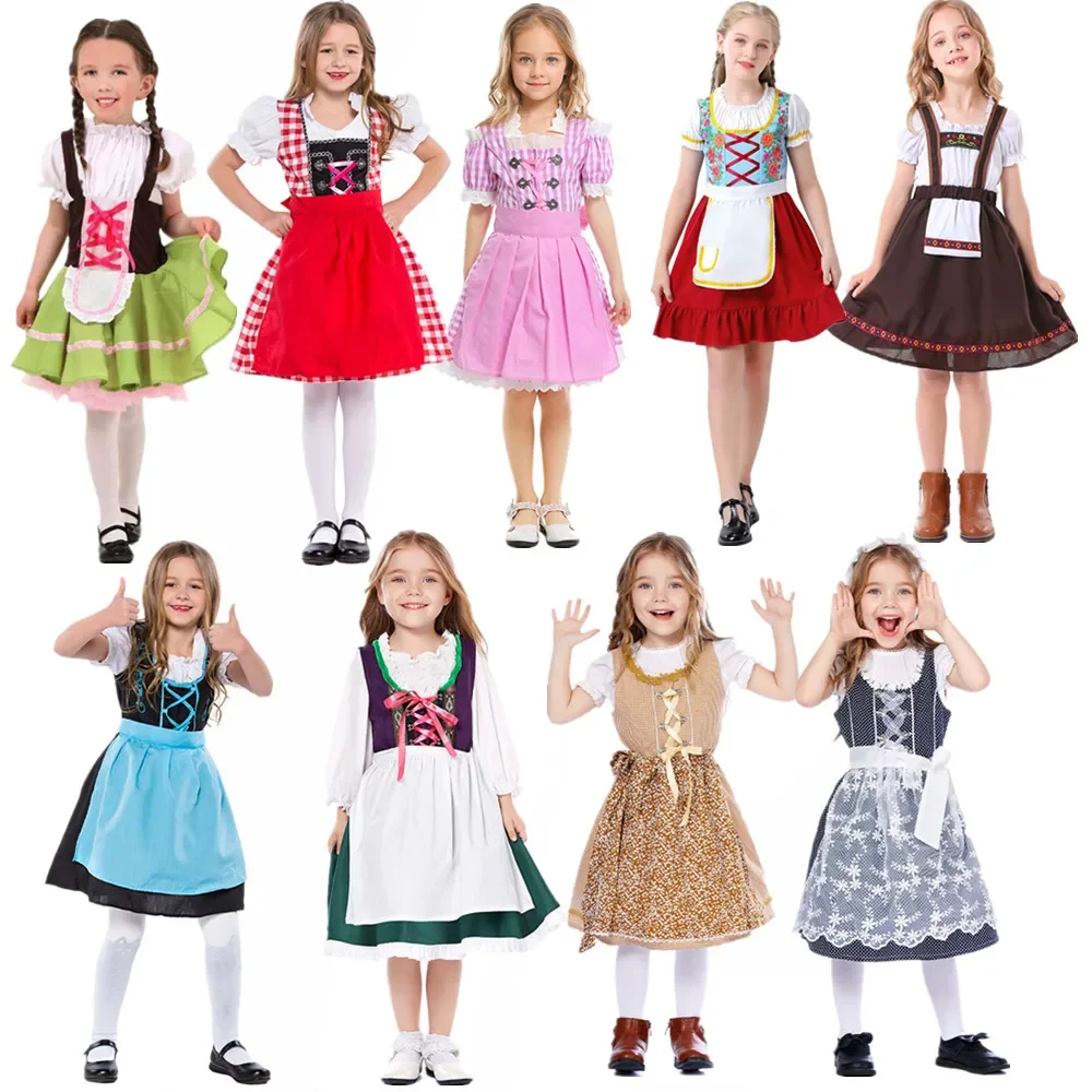 

Girl Oktoberfest Costume for Kids 4 6 8 10 Y Fantasy Beer Girl Cosplay Children Carnival Halloween Party Fancy Dresses Up