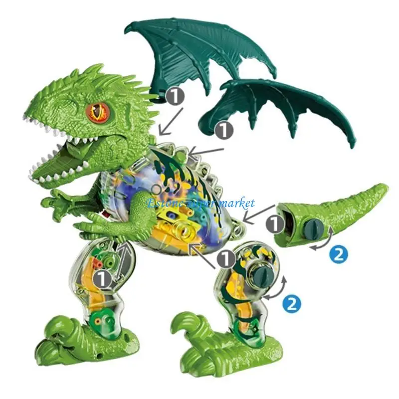 090B لعبة روبوت كهربائي يمشي على شكل ديناصور، لعبة مشي شفافة للأولاد والبنات #3