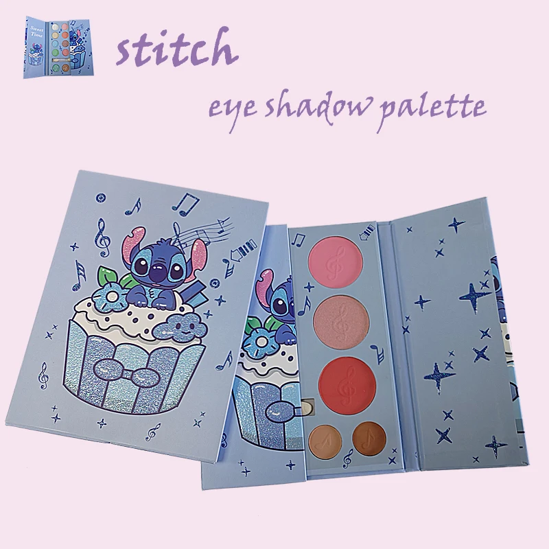 Paleta impermeável e sweatproof Stitch Eyeshadow, Cute Cartoon Anime Highlight, presente de aniversário para amigo, 15 cores