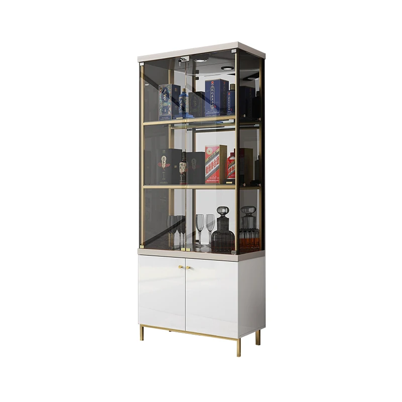 

Simple Modern White Living Room Glass Wine Rack Furniture Home Corner Storage Luxury Living Room Display Cabinet