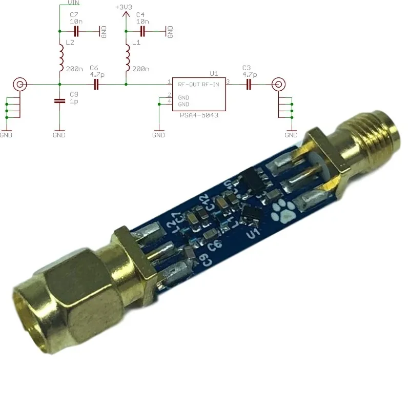

LNA for RTL Based SDR Receivers Low Noise Signal Amplifier 0.05-4GHz