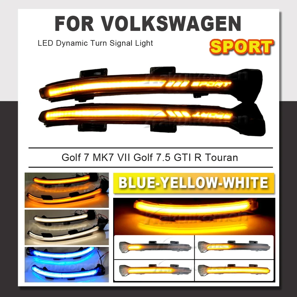 For VW Volkswagen Golf 7 Jetta MK7 VII MK7 Golf 7.5 GTI R Touran LED Dynamic Turn Signal Light Side Mirror Sequential Blinker