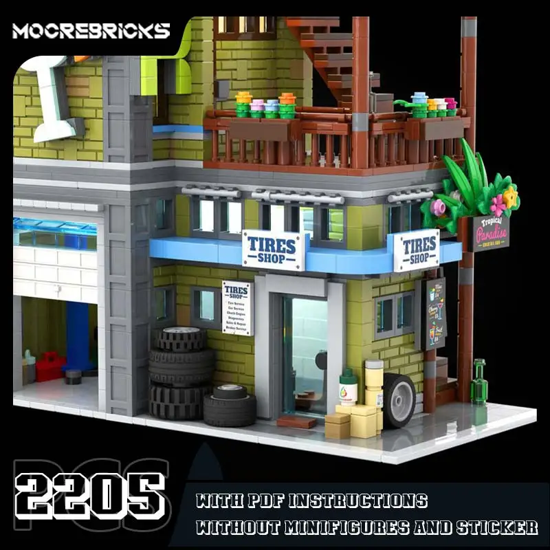 Creatieve Street View Hoek Bar & Band Winkel Bouwstenen Hot Landmark Architectuur Model Bakstenen Expert Collectie Speelgoed Kindercadeau