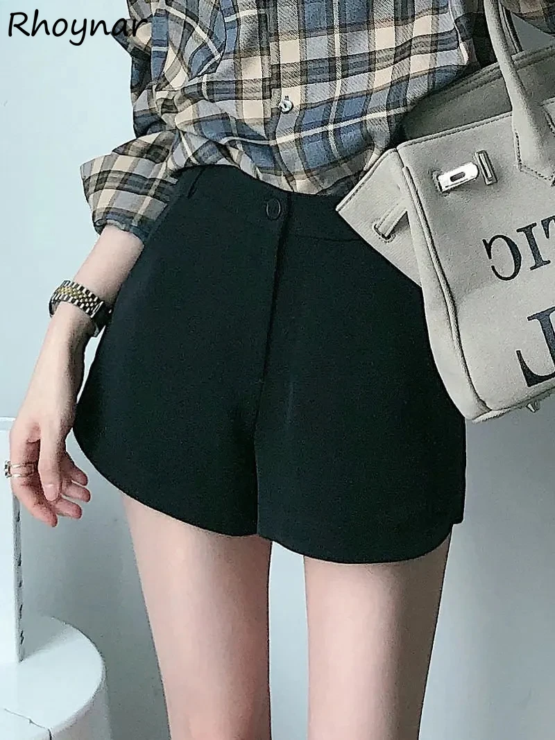

Shorts Women Elegant Solid Minimalist High Waist Korean Fashion Style All-match Summer Spring Шорты Женский for Ladies Popular