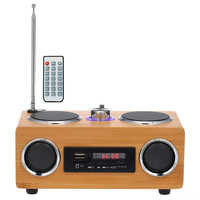 Retro Multifunction AB Repeater Bluetooth Speakers Wireless Portable Bamboo Wooden Fm Radio Boombox TF USB Card Mp3 Music Player