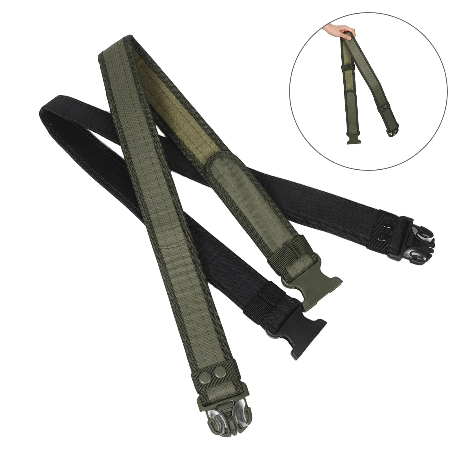 

2pcs Outdoor Tactical Belt Canvas Webbing Adjustable Waistband For Hiking Camping Training Utility Belt Students Boys Men