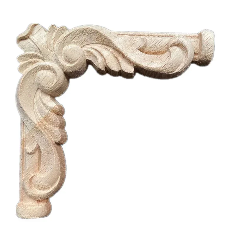 10cm Woodcarving Decal Corner Long Onlay Applique Unpainted Door Furniture Decor Wooden Figurines Craft