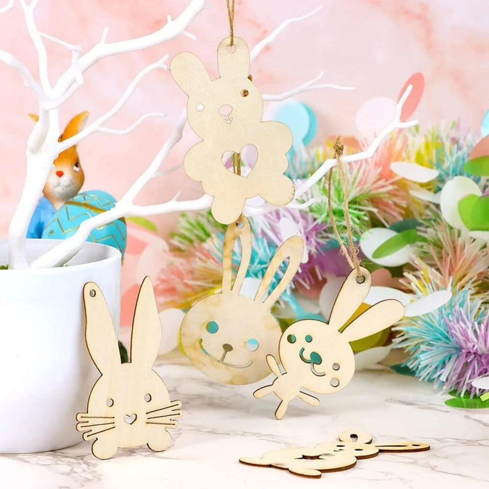 DIY Kids Hand-Painted Egg Wooden Hanging Ornaments, Easter Party Home Decor Craft Kit for Painting & Drawing