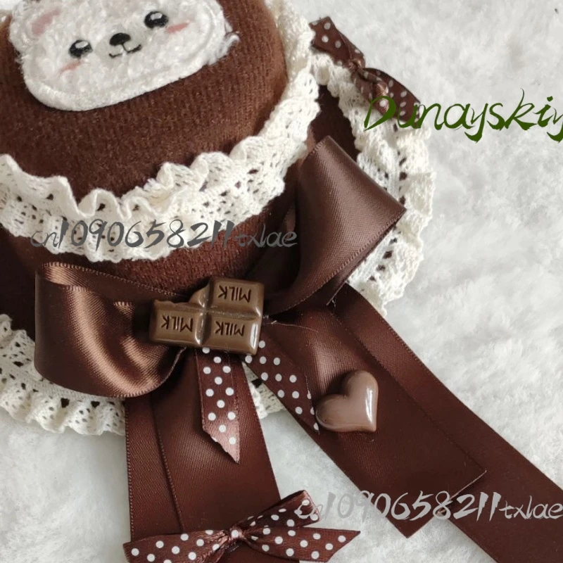 Chocolate Bear Beret Hair Clip Kawaii Tiramisu Coffee-Colored Lolita Headwear Cos/Halloween Japanese Sweet Style Hair Accessory