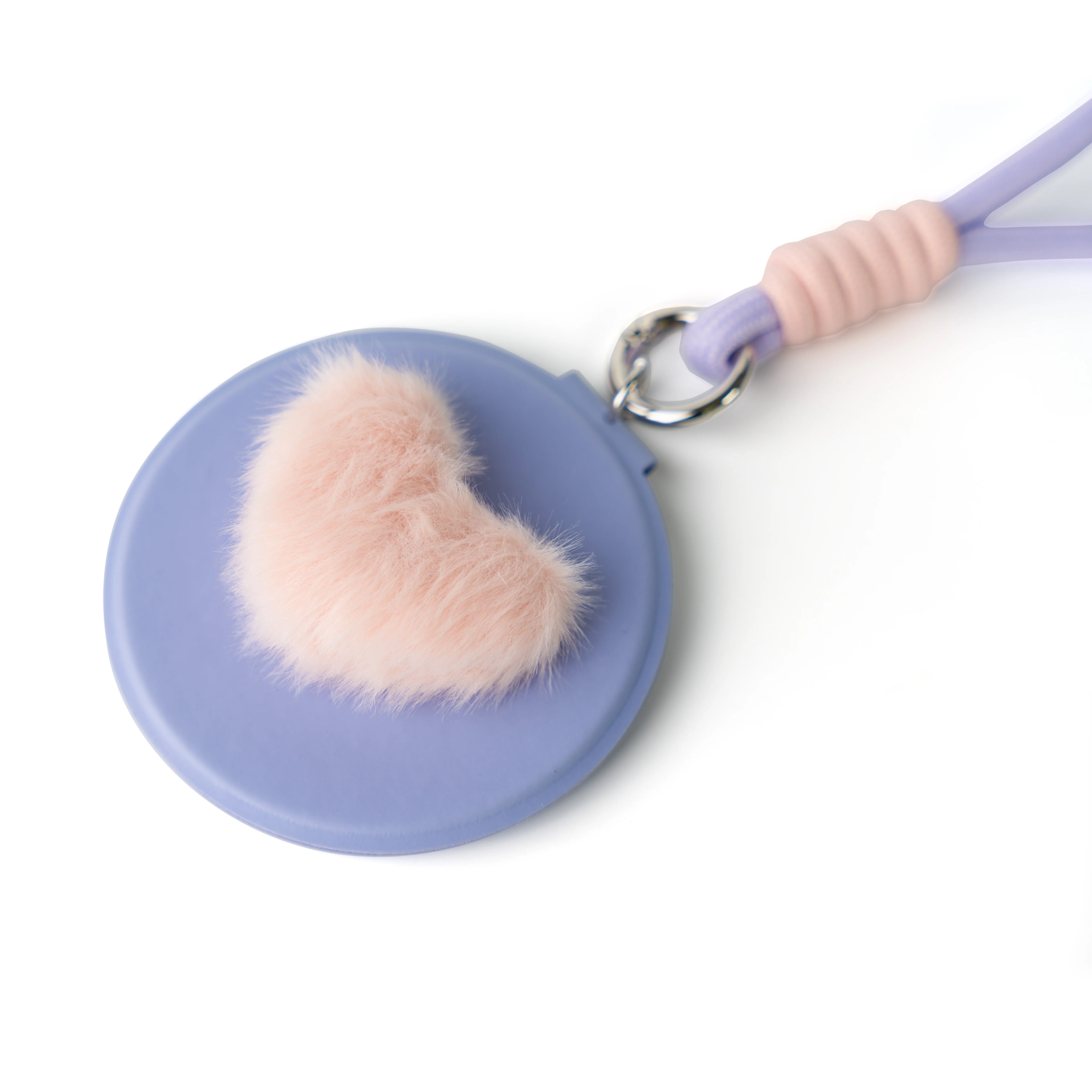 라운드 메이크업 거울 접이식 양면 화장품 거울 휴대용 러브 하트 PU 가죽 케이스 여성 여행 일상 사용