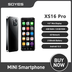 SOYES XS16 Pro 4GB RAM 128GB ROM 4 pulgadas Mini teléfono inteligente Android 10 octa-core 2100mAh ID facial 4G LTE teléfono pequeño tipo C OTG