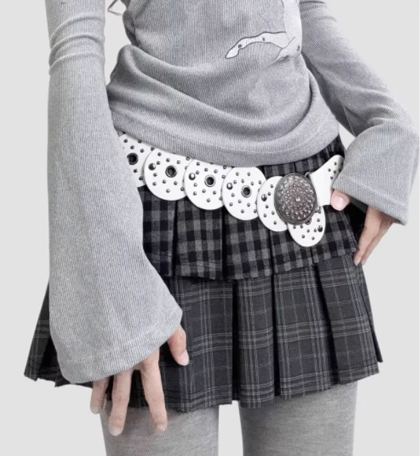 Subcultuur herfst winter wollen geruite grijze splitsen taartrok gepersonaliseerde meisjes A-lijn hoge taille veelzijdige universiteitsrokken