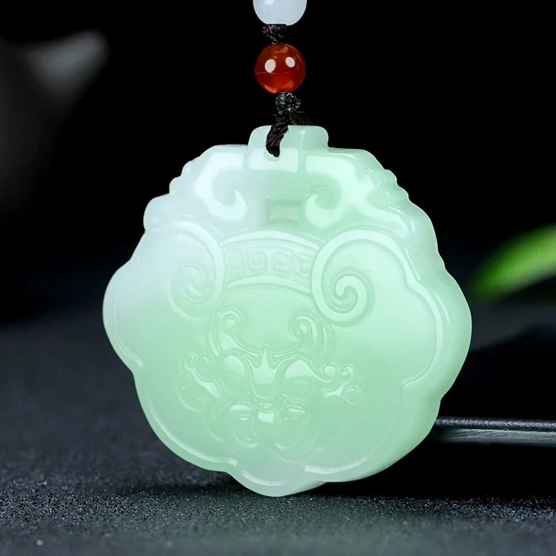 Cuiqing Animal Face Lock Pendant Jade Floating Cui Playful Animal Head Pendant