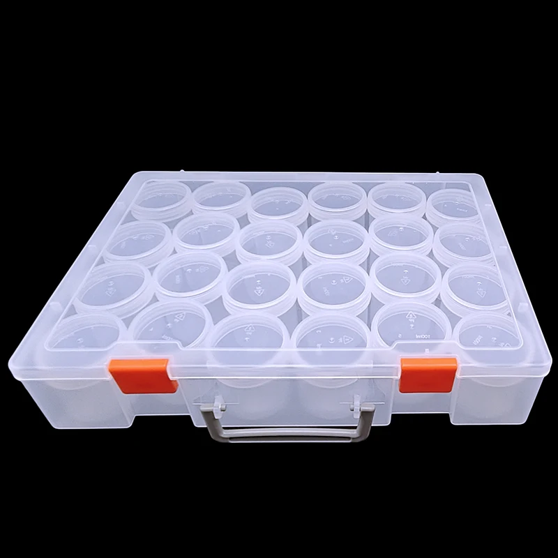 3/6/12/24grid Large capacity round bottle storage box plastic container organizer Diamond Painting jar Empty Clear Nail Art Case