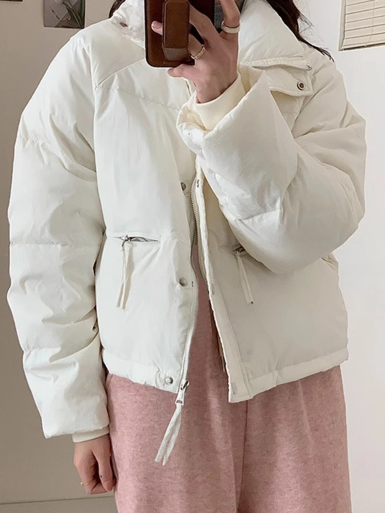 Thick Hooded Sustans Solid Office Lady Zipper Parkas Winter Korean Style Casual Autumn Clothes Cute Women New In Puffer Jacket