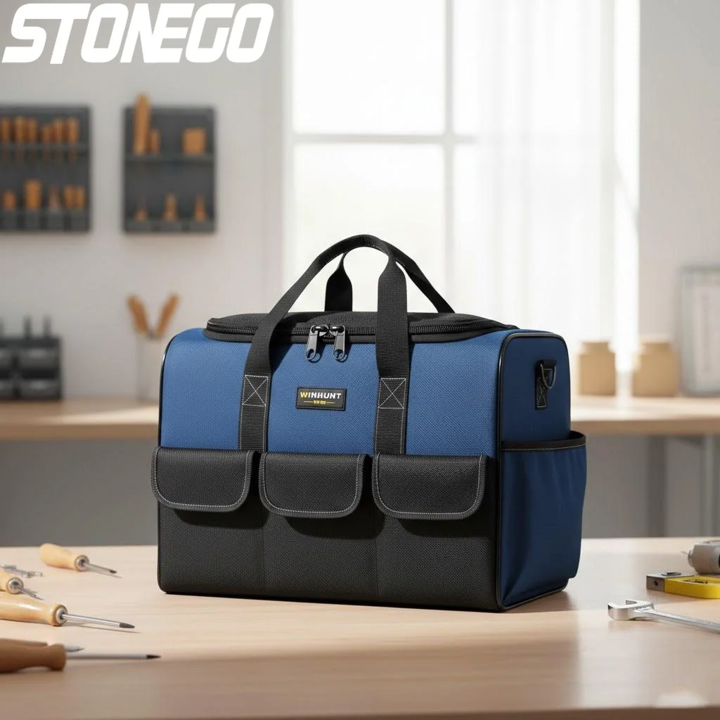 

Большая вместительная сумка для инструментов с усиленным дном и множеством отделений, органайзер для строительных инструментов