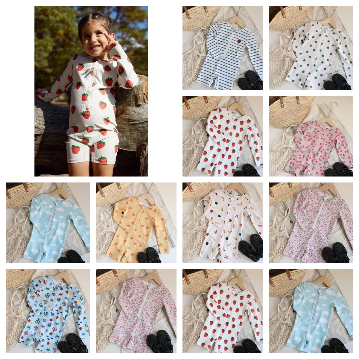 

Детский летний слитный купальник 2026 года, новый стиль, с длинным рукавом, защита от солнца, быстросохнущий, для мальчиков и девочек