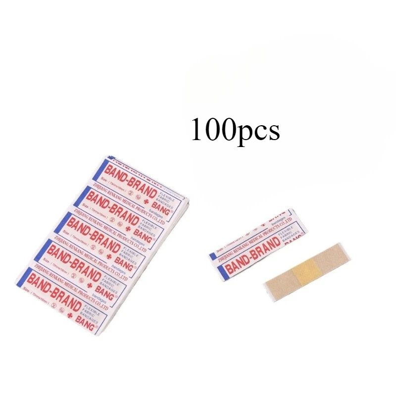 

100Pcs Sterile Waterproof Breathable Sticky Plaster Hemostatic Medical Bandage Patch Family Camping Band Aid