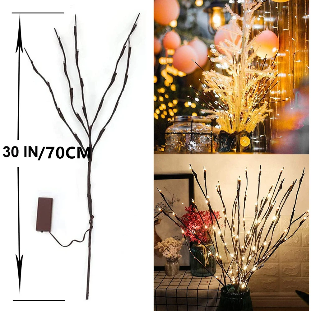 70CM 20 LED Twig Lighted Branch Vase Filler Tree Branch Light Christmas Wedding Christmas New Year Decorative Lights Night Lamp