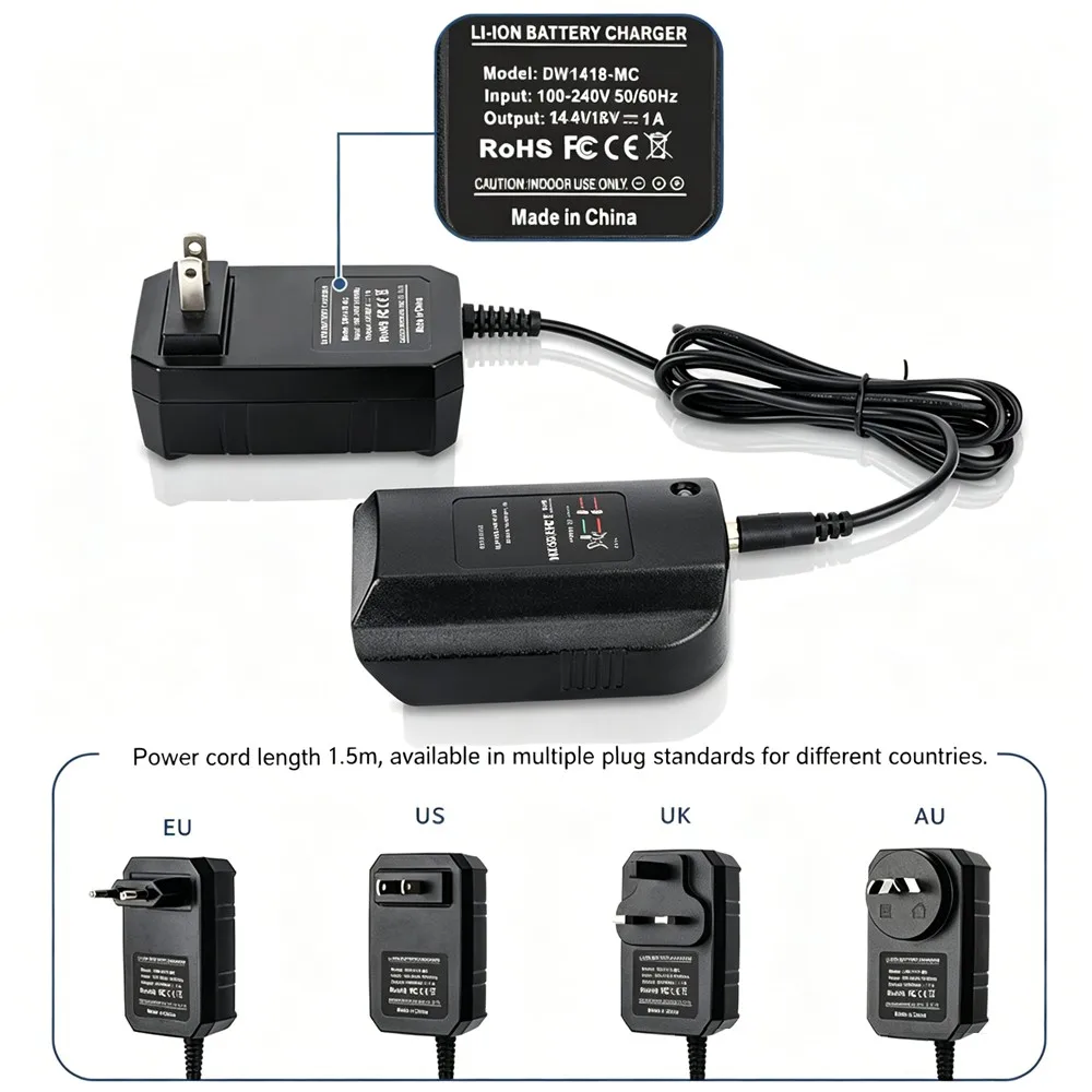 DW1418-MC Lithium Battery Charger With Indicator Charging For Dewalt 14.4V-18V Li-Ion Model DCB118 DCB107 DCB115 DCB112 DCB143