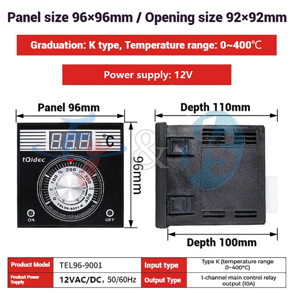 TEL96-9001 Intelligent Thermostat  PID Temperature Controller for Kiln Furnace Baking Oven Industrial High Precision Control