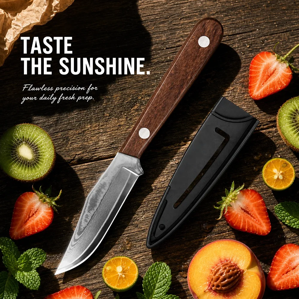 Damascus Steel All-purpose Knife  67-layer Utility Knife Fruit Knife, VG10 Forged Blade Sharp Blade Fruit Knife  Daily Use Knife