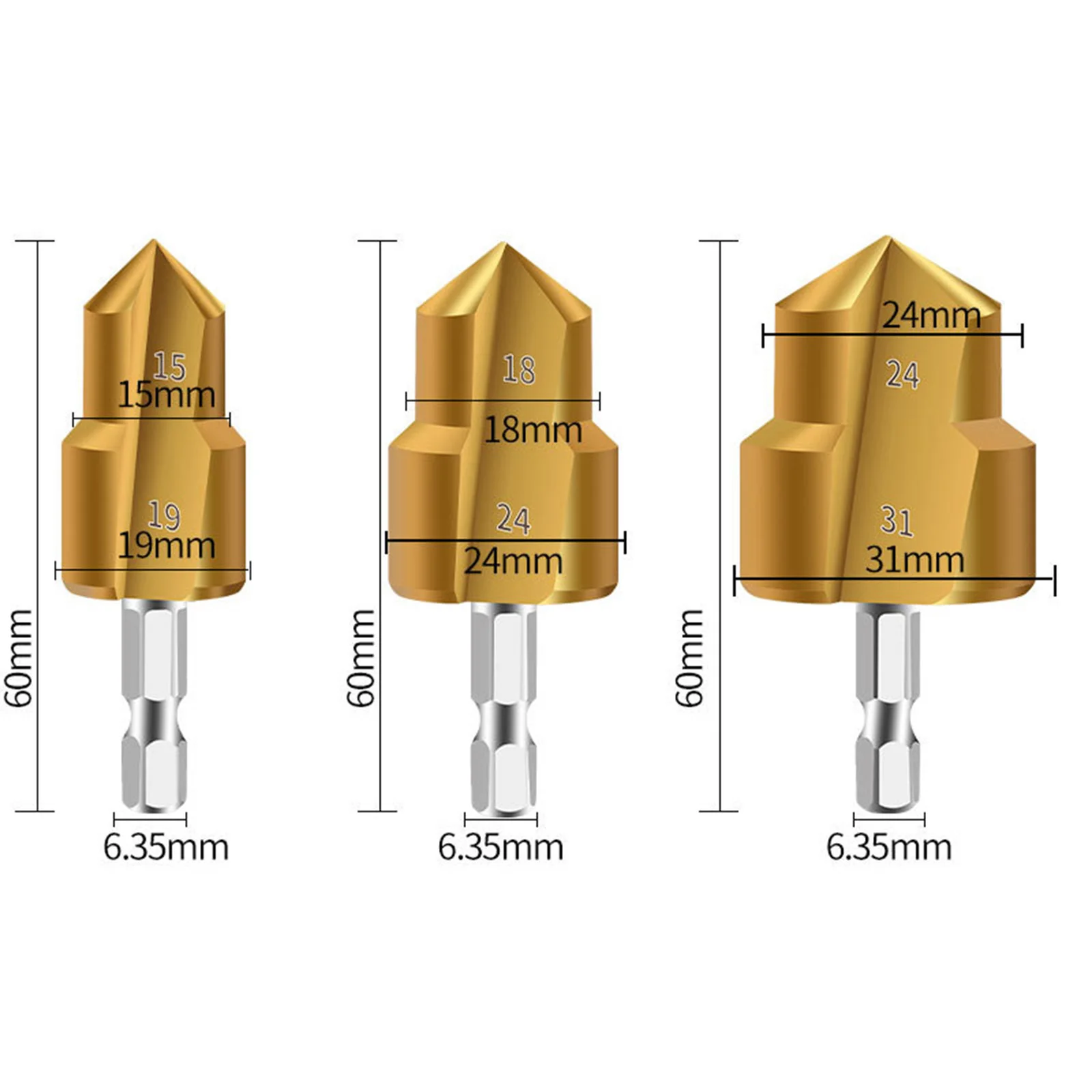 Brand New Water Pipe Expansion Drill Not Easy To Slip Widely Compatible 61x6.35x22mm Easy To Disassemble Gold Color