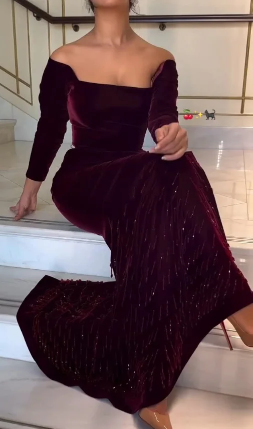 

Элегантные платья для выпускного вечера AsaNagi Arabia, бордовые вечерние платья длиной до пола, бархатные вечерние платья по индивидуальному заказу, robes de soiré 2025