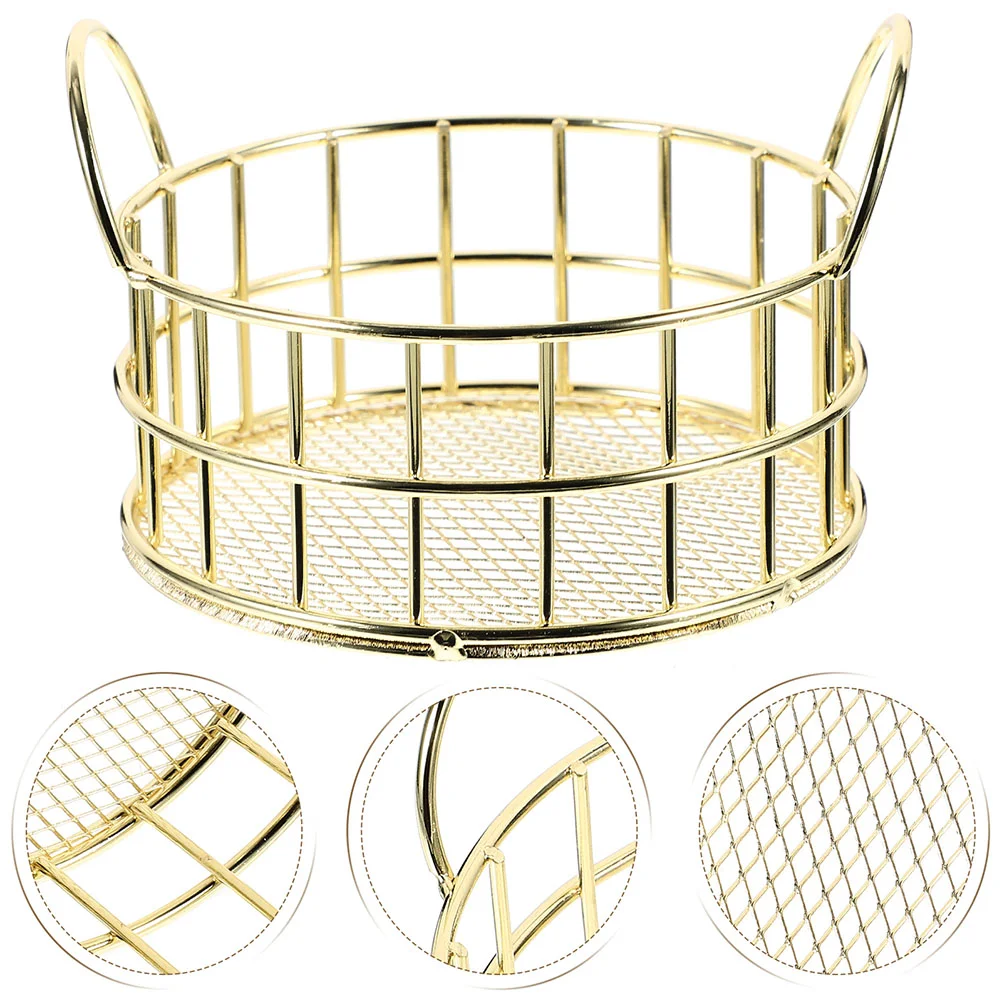 2 Pcs Desk Storage Box Metal Basket for Sundries Iron Fruit Snacks Container Desktop Organizing