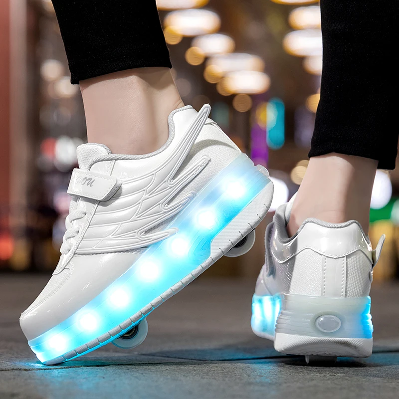 

Girls' 8-Wheel Roller Sneakers: Kids' Invisible Roller Skates, Boys' 4-Wheel Wheeled Shoes for Students