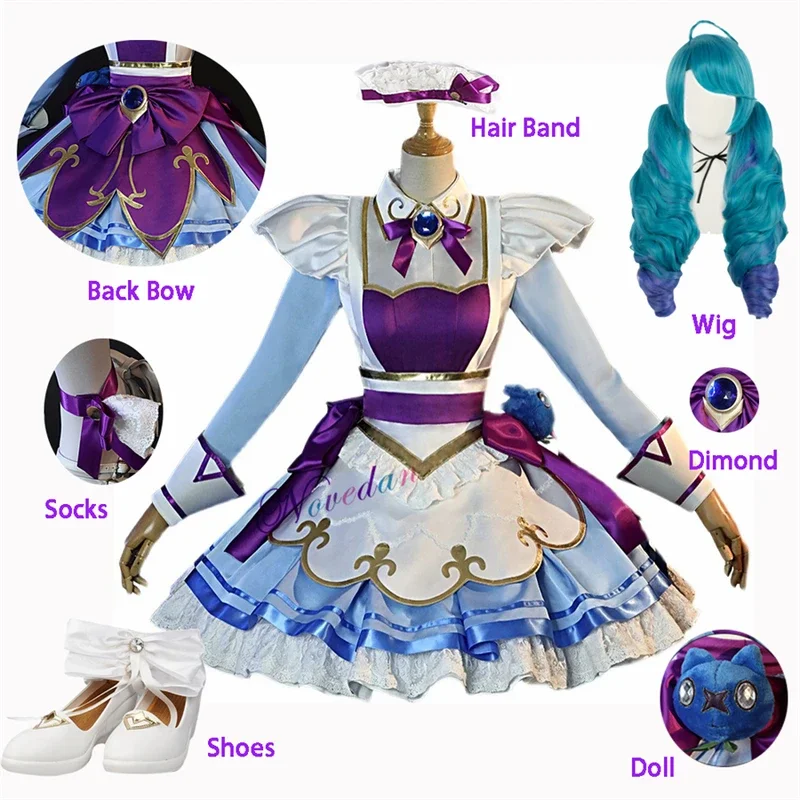 Spel Lol Gwen Cosplay Kostuum Pop Schoenen Pruik Cosplay Anime Cafe Cutie Sweet Lolita Jurk Meid Outfit Voor Vrouwen Meisjes