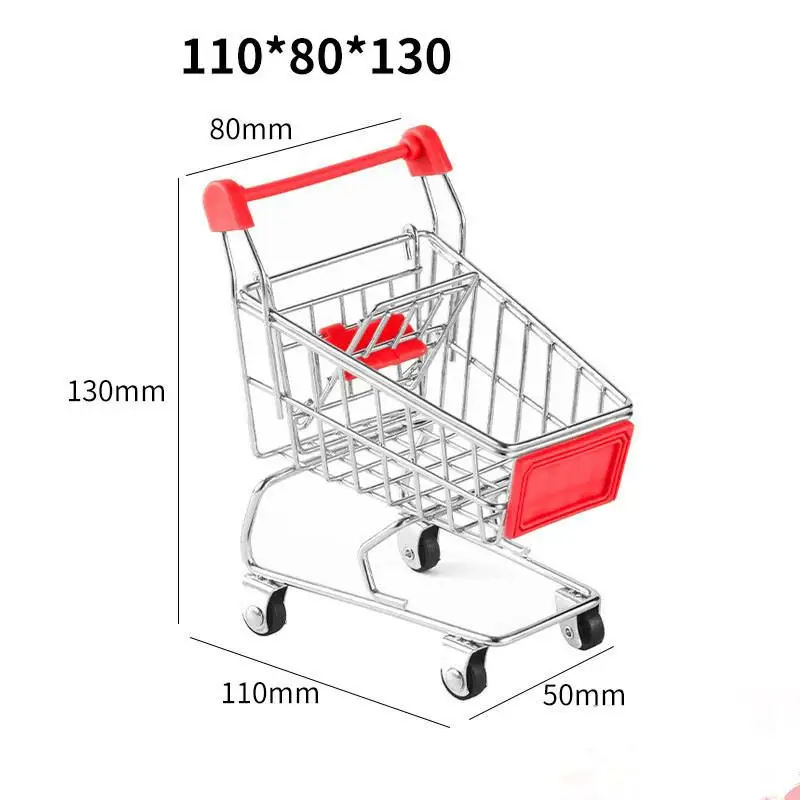 Simulation Mini Shopping Cart Children\\\\\'s Trolley Supermarket Toy Car Play Home Food Creative Metal Model Decoration