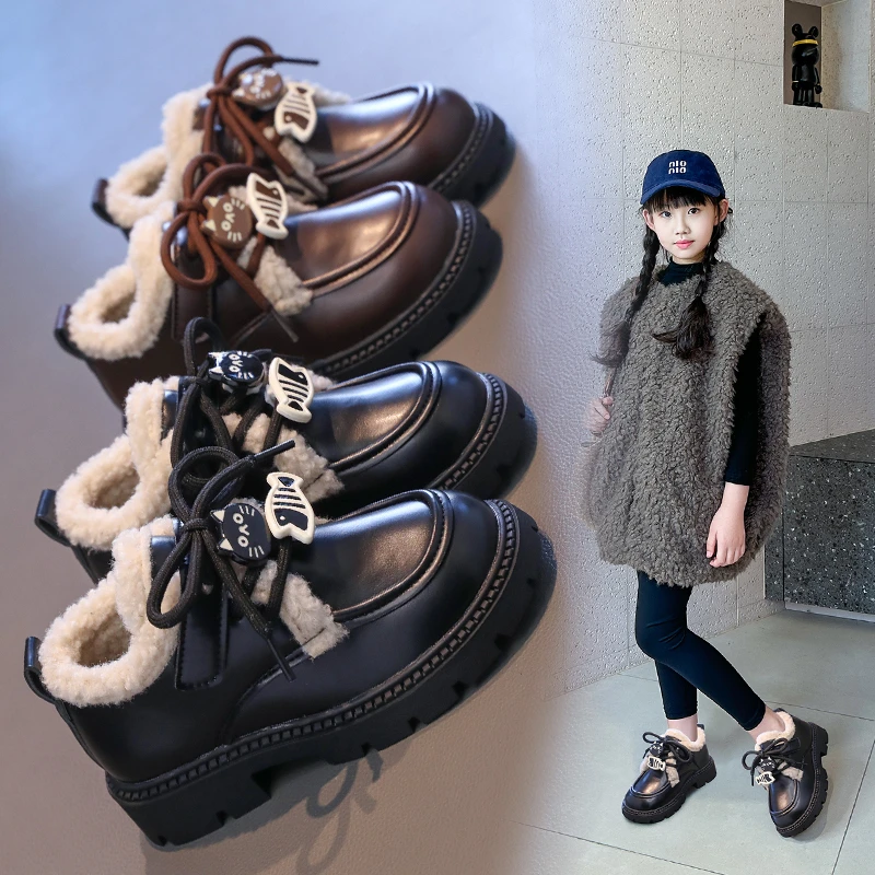 

Children's Boots 2025 Autumn Winter New Korean Edition Girl Velvet Warm Boots Fashion Child Men Women's Versatile Le Fu Shoe
