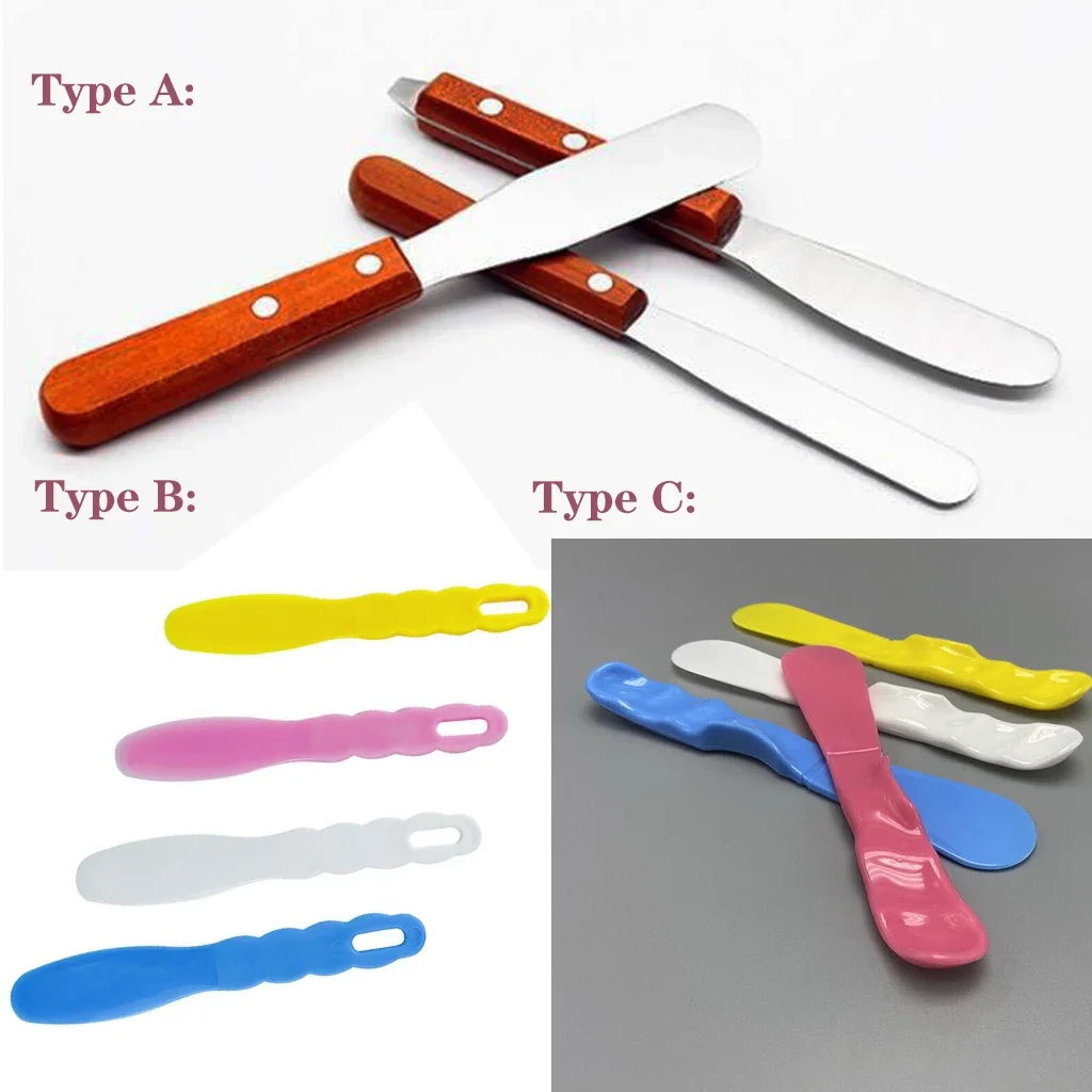 1Pc Dental Alginate Mixing Knife Wooden Handle Plastic Plaster Spatula Cement Powder Mold Impression Material Dentist Lab Tools