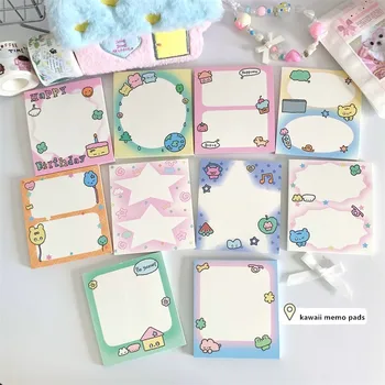 MINKYS 50 แผ่น Kawaii Star Memo Pads กระดาษ To Do List Journal หมายเหตุ Paperlaria DIY วัสดุเครื่องเขียน