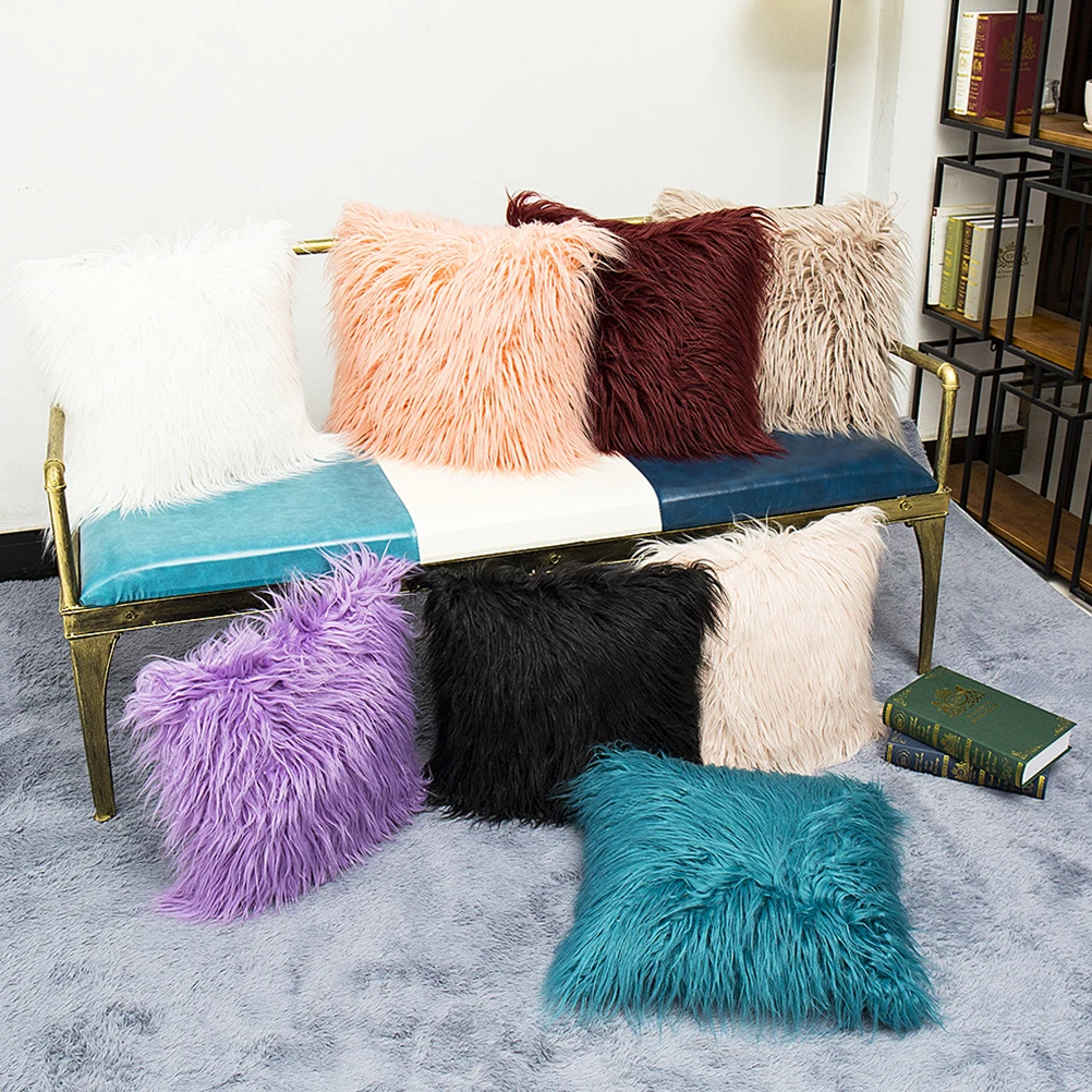 

Wool Cushion Cover Pillowcase Throw Pillow Covers Soft Decorative Fuzzy Cases Couch Pillow Cozy