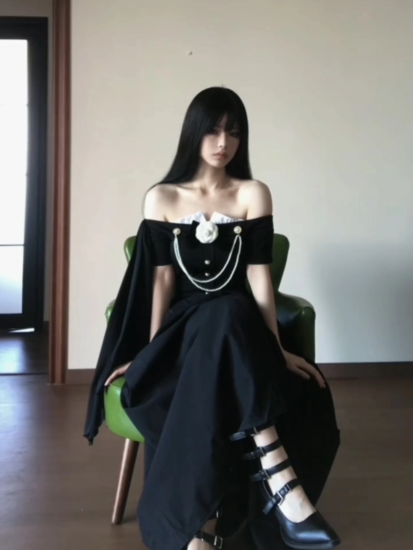 Bla Witch Costume Dr for plus Size Women Autumn Season Commute Sle High Waist A-Line Long Skirt ort Sve 